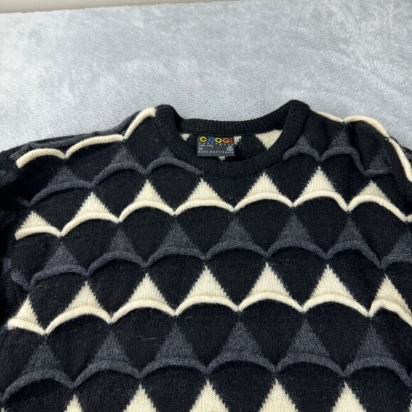 Vintage Coogi Australia Men's Size XL Pure Wool Knit Sweater Black / Cream - Picture 14 of 14